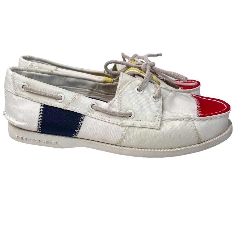 Sperry Topsider Women’s White Canvas Preppy Sailing Deck Shoe Loafer Size 7